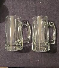 👀 Set Of 2 Heavy High Quality 6in Beer Mugs Thick Glass🍺 picture