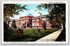 c1920s~Twin Falls Idaho ID~High School~Bruins~Shoshone Street~Vintage Postcard picture