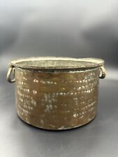 Vintage Antique Hammered Copper Cooking Pot/Cauldron with Brass Handles Handmade picture