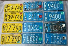 Lot of 1974 & 1978 Wisconsin truck license plates-lot of 6 pairs (12 plates) picture