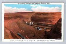 Virginia MN-Minnesota, Aerial Missabe Mountain Open Pit, Vintage c1934 Postcard picture