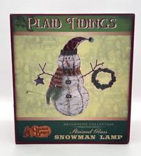 Cracker Barrel PLAID TIDINGS Decorative Collection Stained Glass Snowman Lamp picture