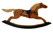 Vintage Handcrafted Wood Rocking Horse Patriotic Wall Hanging Folk Art, Signed picture