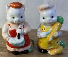 Vintage Mr And Mrs Pig Salt And Pepper Shakers- Approx 3 1/4”H With Stoppers picture