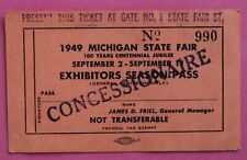 Michigan State Fair Rare 1949 Exhibitors Season Pass Ticket Concessionaire picture