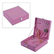 Jewelry Organizer Storage Box Pink Velvet MDF Latch Clasp Gifts picture