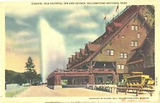 Old Faithful Inn And Old Faithful Geyser, Yellowstone National Park Postcard picture