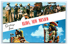 Postcard Greetings from Elida, New Mexico NM cowboys & Indians C12 picture