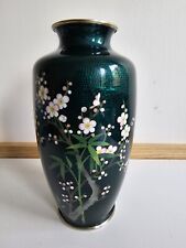 JAPANESE SATO SIGNED GINBARI CLOISONNE VASE, MINT, 7.4 X 3.8 INCHES, SILVER WIRE picture
