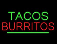 New Tacos Burritos Shop Open Beer Bar Neon Light Sign 24