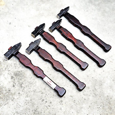 Set of 5 Black Iron Hammer Heavy Blacksmith Wooden Handle Collectible Tools picture