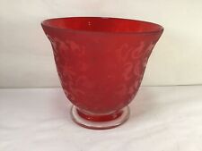 Z52 Vintage Antique Classic Red Etching Carved Design Art Piece Glass Cup picture