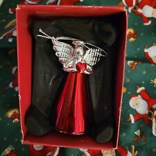 Stradivo Hand Blown Crafted  Red Metallic Glass Christmas Angel Ornament  picture