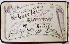 1885 antique 2 FRAKTUR pgs signed H A Brobet in AUTOGRAPH ALBUM berks pa LESHER picture