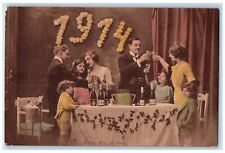1913 Family Celebration Drinking Champagne Norway Posted Antique Postcard picture
