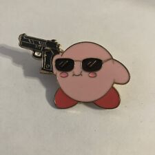 N64 Video Game Kirby With Gun Pin, Lapel, Brooch, Pinback, Enamel, Collectible picture