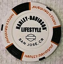 Harley Davidson Poker Chip Rare Costa Rica White/Black Orange Letters NEW picture
