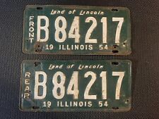 ILLINOIS PAIR OF TRUCK LICENSE PLATES 1954 B 84217 FRONT REAR picture