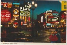 LONDON ENGLAND Piccadilly by Night Chrome Postcard picture