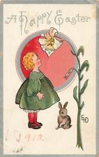 c1910 Fantasy Anthropomorphic Flower Face Girl Rabbit  Easter P465 picture