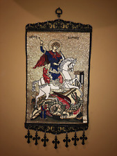 Saint St George Orthodox Icon Tapestry Banner with Bar Crosses - Larger Version picture