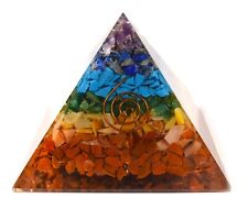 Huge 98mm 7 Chakra Orgonite Orgone Pyramid Energy Reiki Charged Heal Generator picture