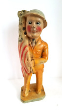 RARE Large 1930's CARNIVAL CHALK WARE Prize WWl Military Dough Boy Holding Flag picture