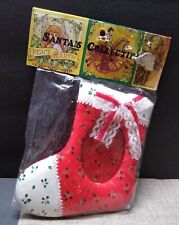 Vintage Fabric Tabletop Photo Frame Christmas Stocking Holiday Photo Retro 1980s picture