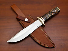 CUSTOM HAND MADE D2 BLADE STEEL BOWIE HUNTING KNIFE- CAMEL BONE/WOOD - HB-2667 picture