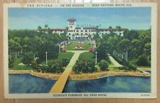 Vintage 1930's The Rivera Hotel, Halifax Daytona Beach Florida Fl Postcard picture