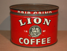 Vintage Lion Coffee 1 lb. Can  Woolson Spice Company New York -  Toledo, Ohio picture