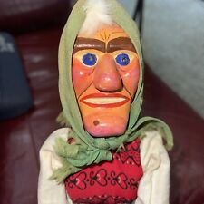 Vtg 11” Wood Hand Carved German Old Woman Lady Witch Doll Figurine Figure picture