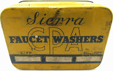 Vintage Sierra CPA Faucet Washers Yellow Tin Metal Can Advertising History RARE picture