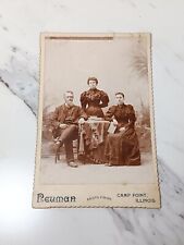 Antique 1800s Victorian Cabinet Card Family Portrait Photograph Camp Pt Illinois picture