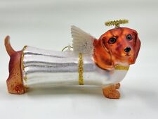 Robert Stanley ANGEL DACHSHUND Doxie Blown Glass Christmas Ornament Weenie Dog picture