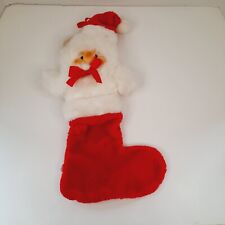 Vintage 80s Rennoc Plush Rubber Face Christmas Stocking 1984 Snowman / Bear picture