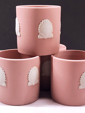 Wedgewood Dusty Rose Pink Jasperware Shell Cigarette Match Candleholder Lot of 4 picture