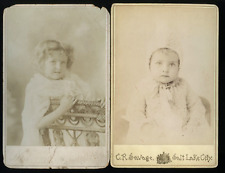 2 Antique Photos, CR SAVAGE Little Girls Salt Lake City Utah Photographers Smith picture