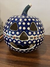 NATURE Polish Pottery BIG 10” Original KALICH Ceramic Pottery Pumpkin Halloween picture