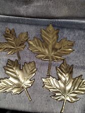 VTG Set of 4 Solid Brass Maple Leaf Leaves Wall Hanging Decor 1980s Decorative picture