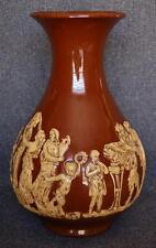 HANDSOME ANTIQUE LIGOWSKY POTTERY VASE W THREE DIMENSIONAL BACCHANAL RELIEF picture