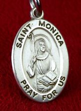 Carmelite Nun's Vintage St. Monica Sterling Silver Catholic Rosary Medal Pendant picture
