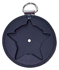 BOSTON LEATHER CANINE BADGE HOLDER: Chicago Police Cutout with D-Ring for K9 picture