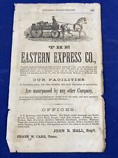 1862 Ad EASTERN EXPRESS COMPANY, for Money and other Valuables, MAINE, Boston picture