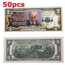 50 pcs 2024 Donald Trump $2 Novelty Dollar Bill Trump Never Surrender Colorized picture