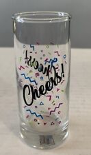 Shot Glass With Colorful Cheers Design - - Excellent Condition 4” picture