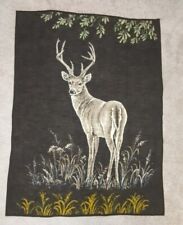 Vintage Biederlack Fleece Deer Stag Buck Throw Blanket Germany Brown Heavy 55X74 picture