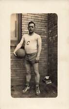 1929 RPPC Calvary Basketball Single Player Photo Real Postcard Sneakers Cons  picture