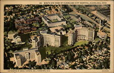 Cleveland City Hospital Ohio aerial view ~ 1941 linen postcard picture
