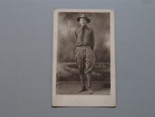 WWI Era US Army Doughboy Soldier Puttees Necktie Studio Portrait Postcard picture